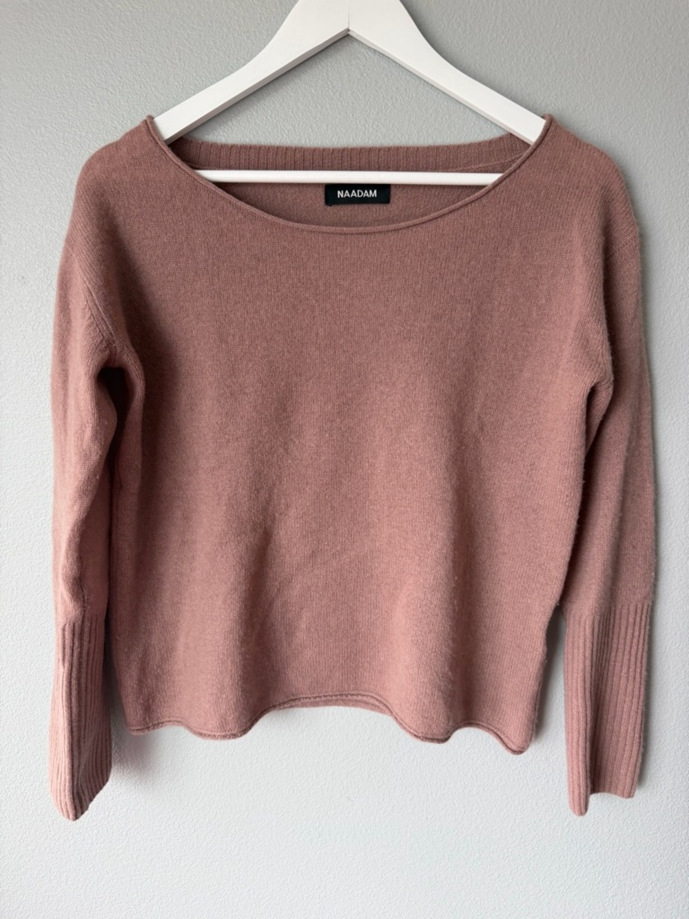 Naadam mauve 100% cashmere cropped boxy long sleeve sweater Women’s sz XS